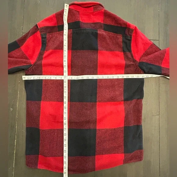 VTG Abercrombie & Fitch shirt Men’s Red Black Buffalo Plaid shacket barncoat L - Picture 4 of 11